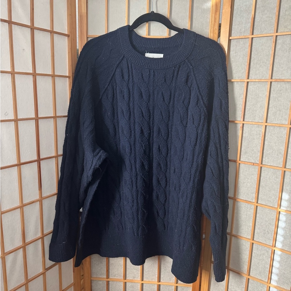 Aerie Navy Cable Knit Sweater
